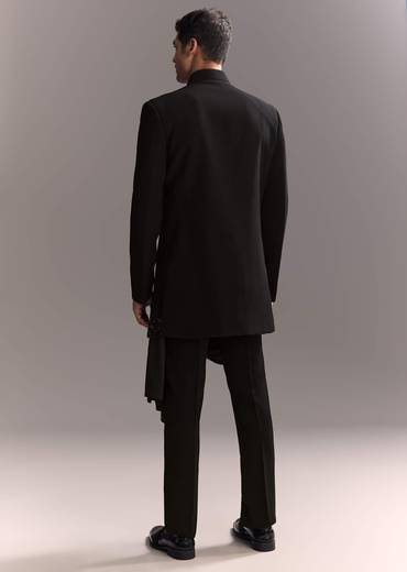 Black Indo Western Set For Men With Heavy Hand Work