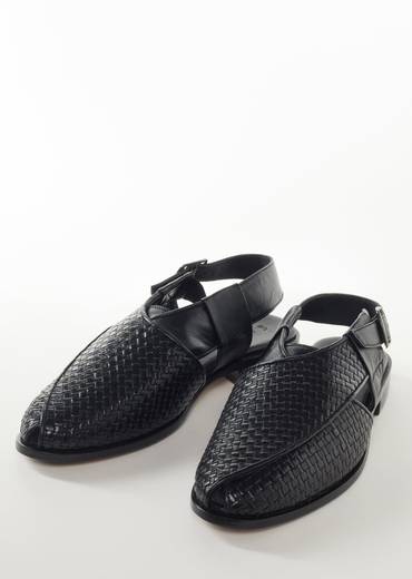 Black Faux Leather Footwear For Men For Wedding