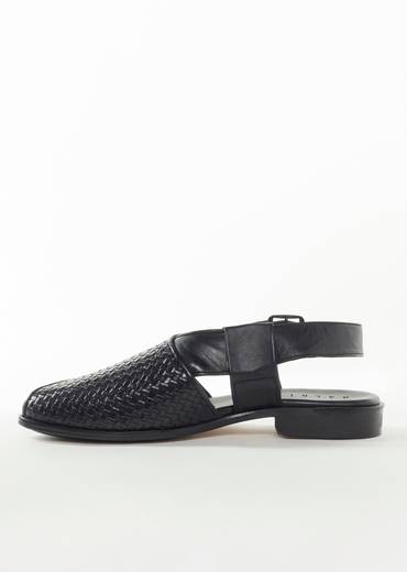 Black Faux Leather Footwear For Men For Wedding