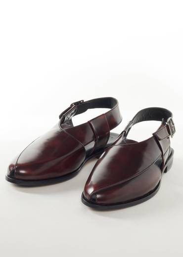 Black Faux Leather Footwear For Men