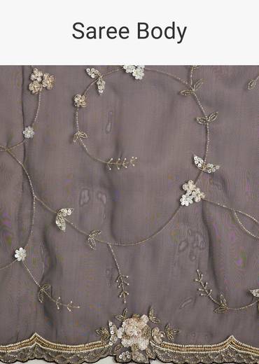 Black Organza Saree With All Over Floral Jaal Embroidery