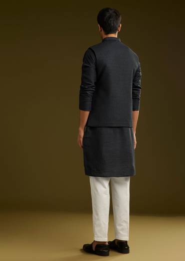 Black Rayon Kurta Jacket Set