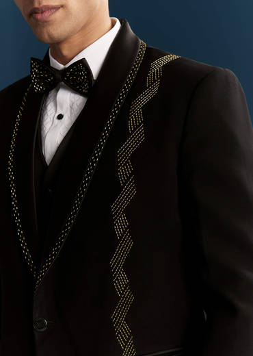 Black Tuxedo For Men With Cutdana Embroidery