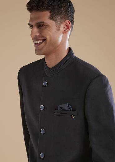 Blue Jodhpuri Set In Classic Plain Finish