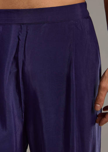 Blue Modal Kurta Set For Men With Hand Dyed Leheriya Print