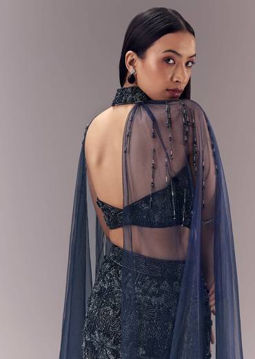 Blue Sequin Embellished Lehenga Set