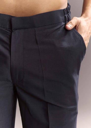 Blue Silk Kurta Jacket Set For Men With Sequins And Zari Embroidery