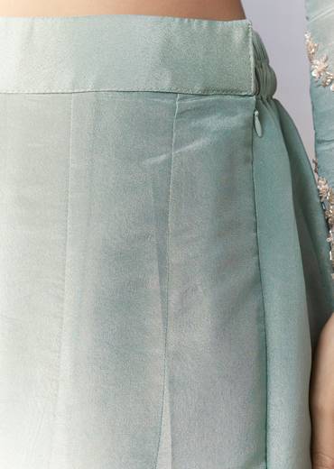 Blue Slit Anarkali Palazzo Set with Sequin Work