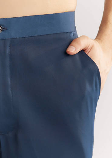 Blue Suiting Jacket Kurta Set With Metal Work