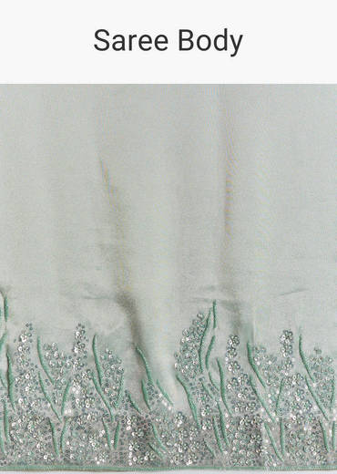 Blue Tissue Saree With Cutdana Sequins And Beads Embroidered Border