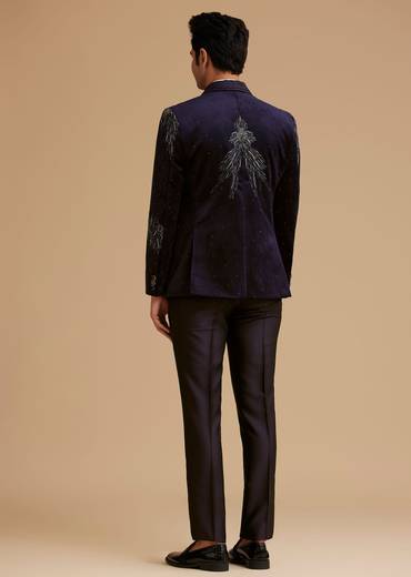 Blue Velvet Tuxedo with Stone and Cut Dana Work