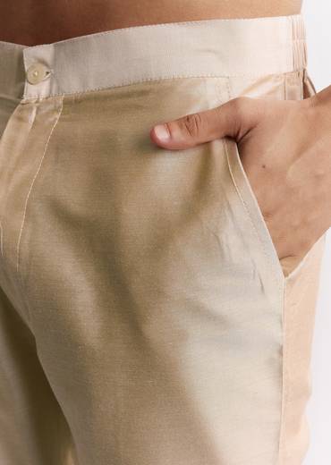 Blush Peach Silk Kurta Jacket Set With Sequins And Moti Detailing