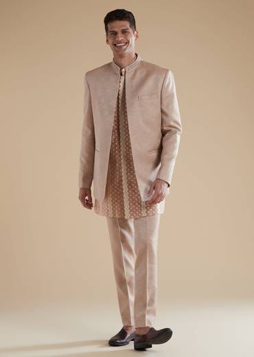 Blush Pink Indowestern Set With Cut Dana Zardosi Thread Embroidery