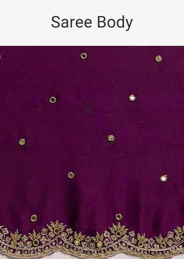 Chinon Satin Saree With Cutdana And Mirror Embellishment