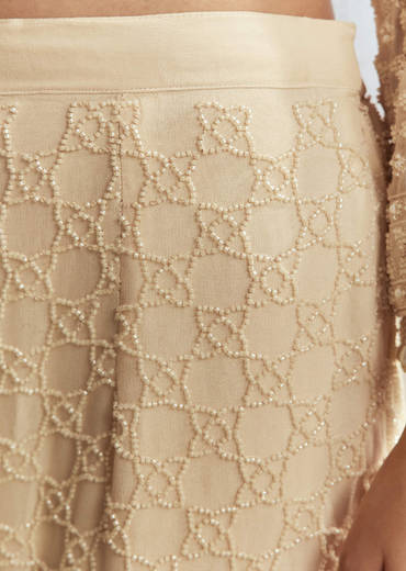 Cream Beaded Kurta Set with Dupatta