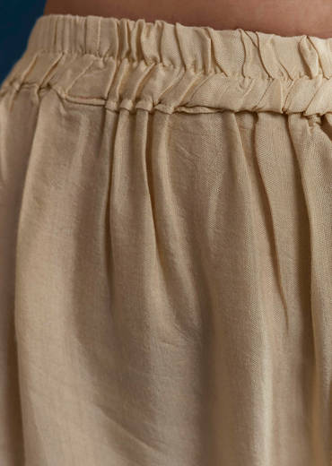 Cream Tissue Kurta Set with Bead Work