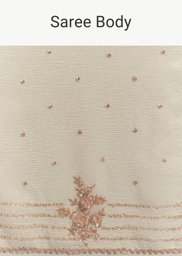 Crushed Tissue Saree With Cutdana And Sequins Embroidery