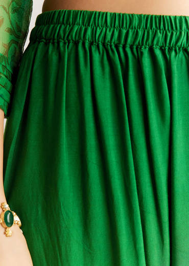 Dark Green Chiffon Angrakha Anarkali With Floral And Sequin Yoke