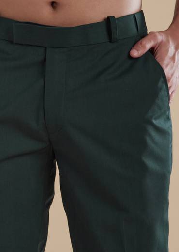 Dark Green Mens Jodhpuris with Metal Thread Resham Detail Work