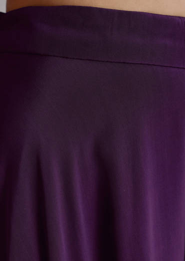 Dark Plum Purple Crepe Croptop Palazzo Suit With Cutdana Sequin Embroidery