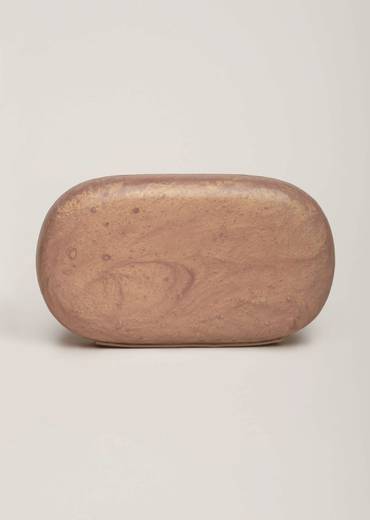 Rose Gold Clutch Bag In Resin Hand Crafted With A Gorgeous Marble Effect And Detachable Sling By Solasta