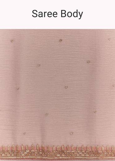 Dusty Rose Cutdana And Stone Embroidered Tissue Saree