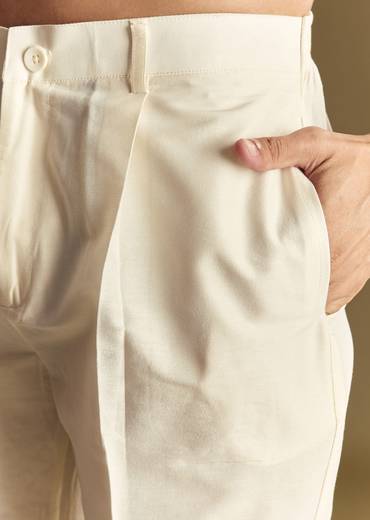 Floral Beige Linen Kurta Set