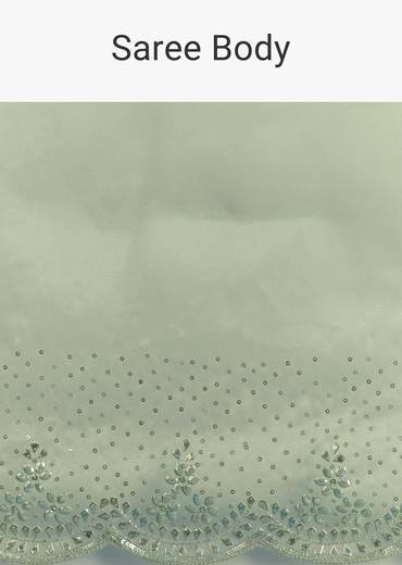 Green Glass Tissue Saree With All Over Cutdana And Sequins Embroidery