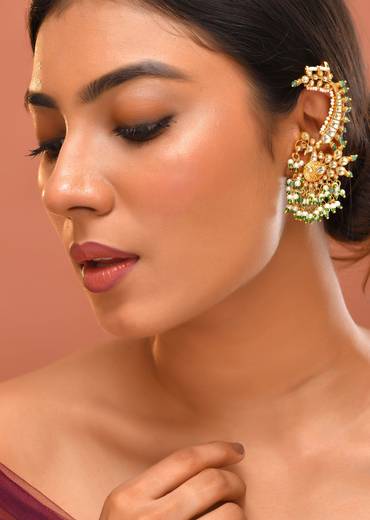 Gold Earrings With Pachi Kundan