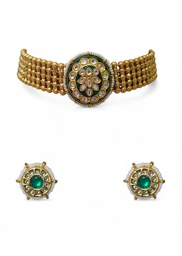 Gold Fusion Enamelled Pendant Necklace Set