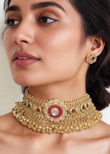 Gold Fusion Pendant Necklace and Earring Set