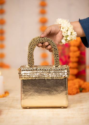 Gold Layered Metal Sequin Bag