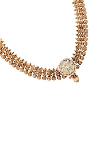 Gold Rajwadi Kundan Necklace and Earring Set