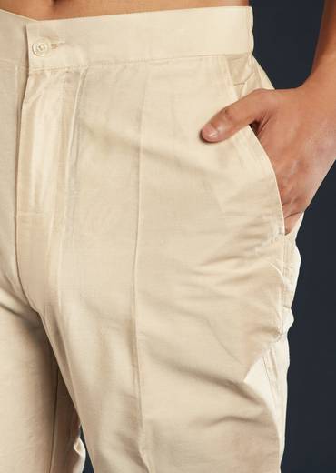 Gold Tissue Kurta Set With Sequin Embroidery