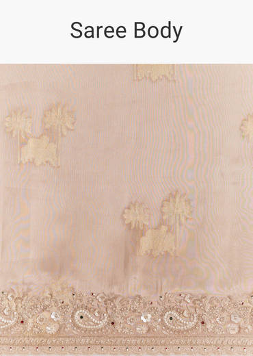 Gold Tissue Saree With Heavy Embroidered Border And Blouse