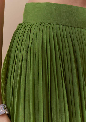 Green Crop Top Silk Palazzo Set with Sequin Work