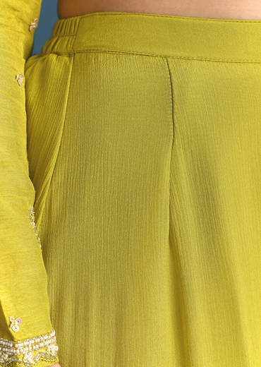 Green Kurta Palazzo Set With Sequins Embroidery