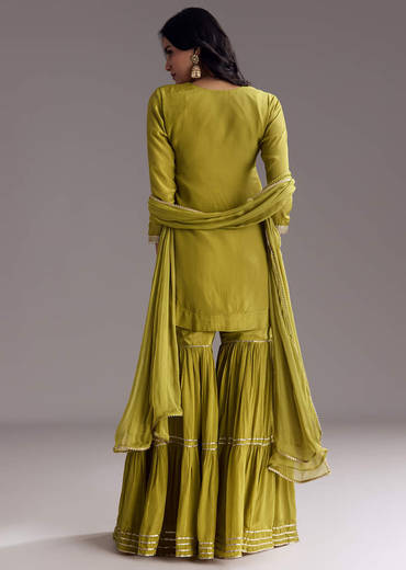 Green Sharara Set With Zardosi And Sequins Work