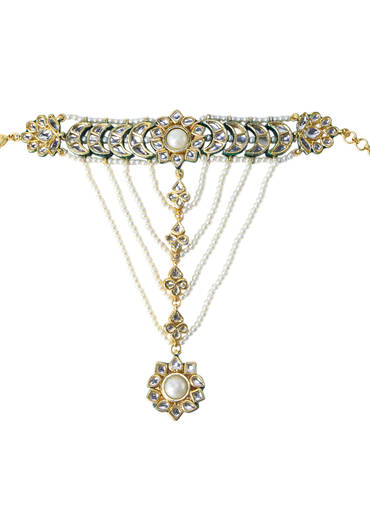 Green Kundan Hathphool