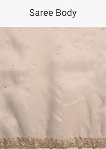 Grey Organza Embroidered Saree With Scallop Border