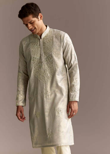 Grey Silk Kurta Set