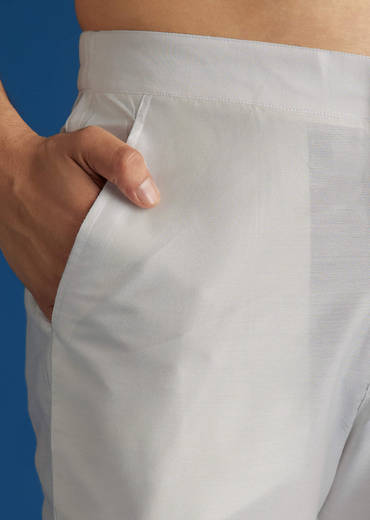 Grey Silk Yoke Mirror Gotta Work Zari Sequins Kurta Set