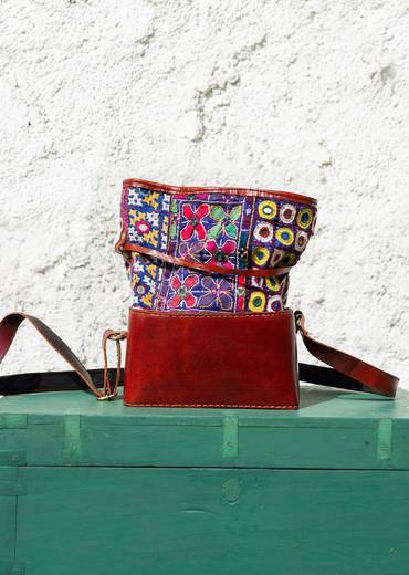 Handcrafted With Hand-Embroidered Leather Bag