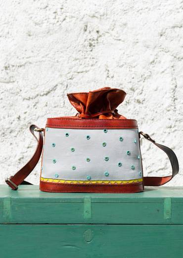 Handcrafted  hand embroidered leather bags