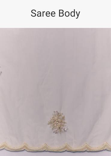 Ivory Organza Embellished Saree with Blouse Fabric