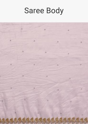 Light Lavender Tissue Saree With Cutdana Beads Embroidery And Scallop Border