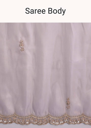 Lilac Net Saree With Heavy Hand Embroidery