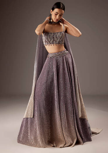 Lilac Purple Butter Crepe Bridesmaid Lehenga With Hand Work