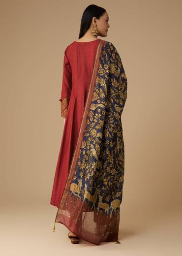 Maroon Brocade Detail Anarkali Set