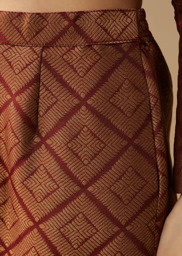 Maroon Brocade Detail Anarkali Set